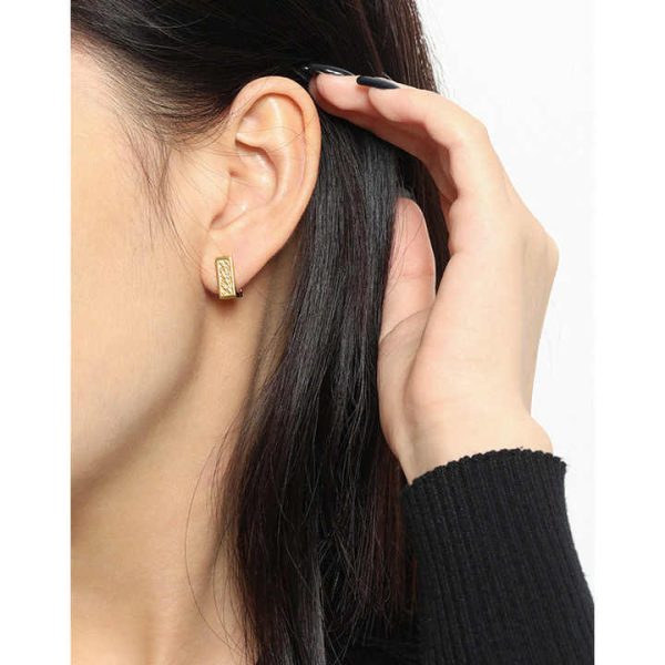 925 Sterling Silver Hypoallergenic Tiny Dainty Flat Earrings Delicate Ear Fine Jewelry Square Golden Earring for Women