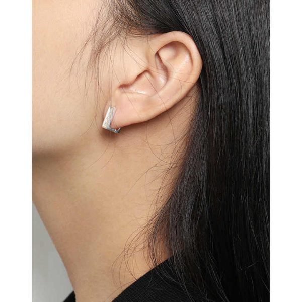 925 Sterling Silver Hypoallergenic Tiny Dainty Flat Earrings Delicate Ear Fine Jewelry Square Golden Earring for Women