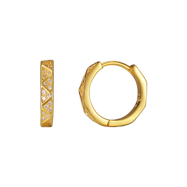 Wholesale 925 Sterling Silver Fashion Vintage Fine Jewelry Chamfered Geometric Zircon Hoop Earrings for Women Girls