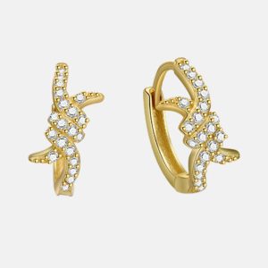 Minimalist 925 Sterling Silver Large Twisted Cubic Zircon Korean Designer Fashion Fine Jewelry Gold Plated Hoop Earrings Women