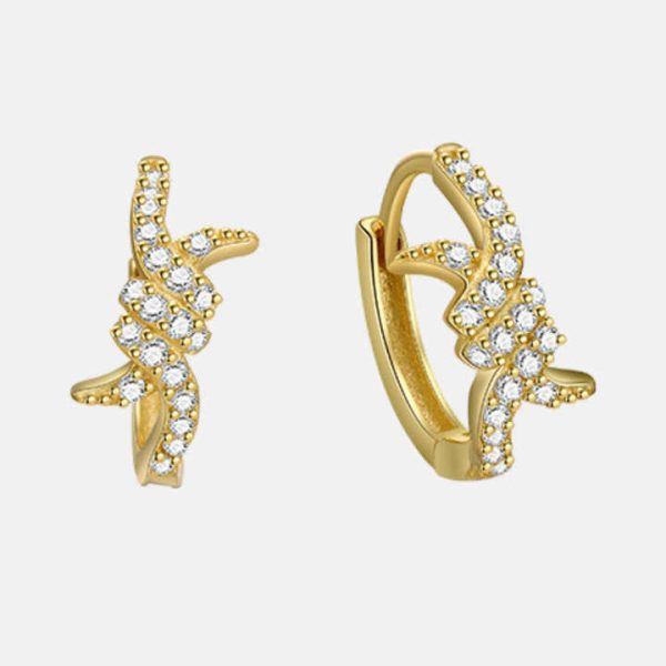 Minimalist 925 Sterling Silver Large Twisted Cubic Zircon Korean Designer Fashion Fine Jewelry Gold Plated Hoop Earrings Women