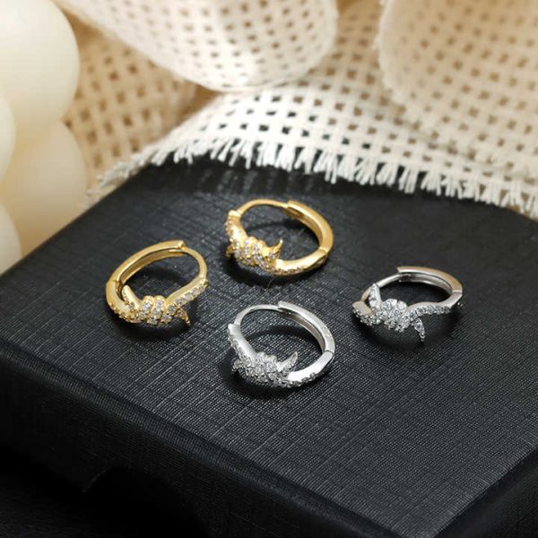 Minimalist 925 Sterling Silver Large Twisted Cubic Zircon Korean Designer Fashion Fine Jewelry Gold Plated Hoop Earrings Women