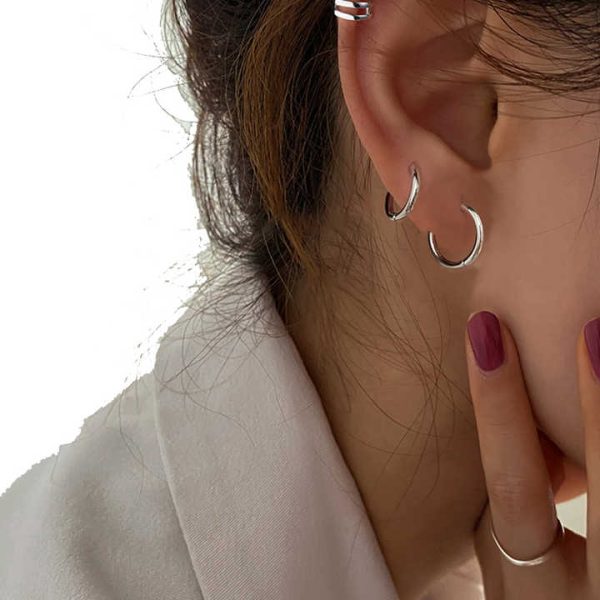 Fashion Jewelry Earrings Fine Jewelry Simple Circular 999 Sterling Silver Hoop Earrings Women