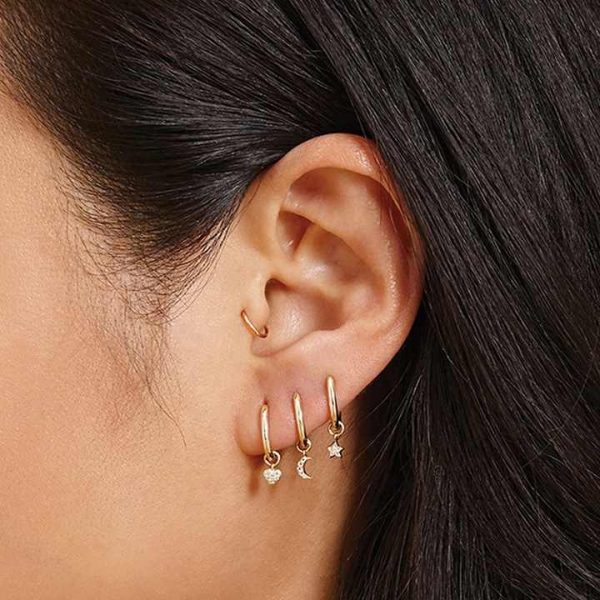 Simple Design Aretes Thin Plain Small Huggie Hoop Earrings 925