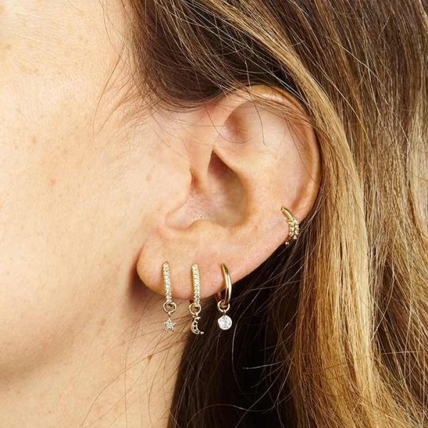 Simple Design Aretes Thin Plain Small Huggie Hoop Earrings 925