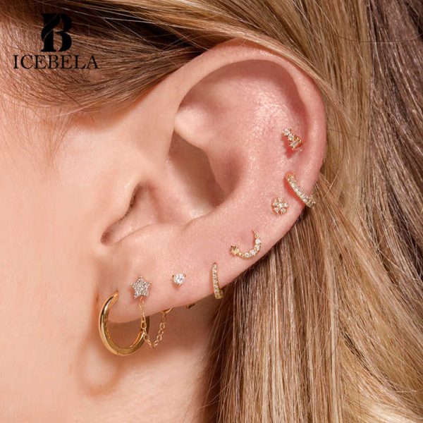 Wholesale 925 Sterling Silver Fine Jewelry Custom Gold Plated Luxury Chic Exquisite Tiny Stud Hoop Earrings Set for Women