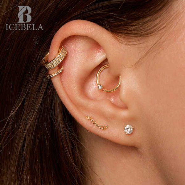 Wholesale 925 Sterling Silver Fine Jewelry Custom Gold Plated Luxury Chic Exquisite Tiny Stud Hoop Earrings Set for Women
