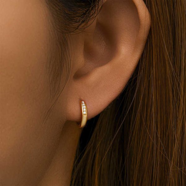 Fine 18 Karat Gold Hoop Earrings Plated Western Non Tarnish 925 Silver Fancy Earrings for Party Girls Jewelry