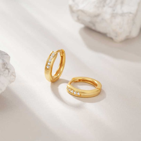 Fine 18 Karat Gold Hoop Earrings Plated Western Non Tarnish 925 Silver Fancy Earrings for Party Girls Jewelry