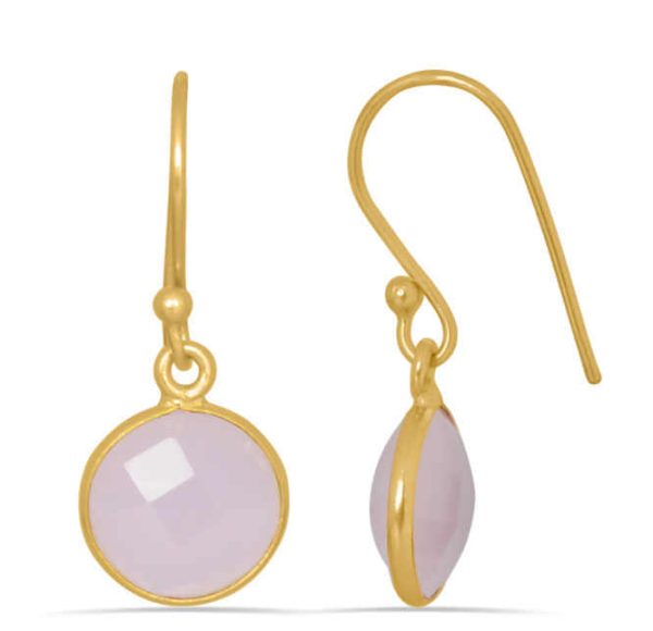 Hot Sale Gold Plated 925 Sterling Silver Chalcedony Gemstone Earring Handcraft Silver Jewelry Supplier
