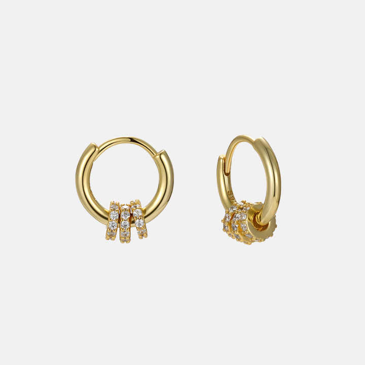 Designer Earrings S925 Sterling Silver Three Cubic Zirconia Rings Earring for Women Wholesale Fine Silver Hoops Jewelry