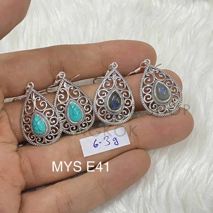 925 Sterling Silver Fine Hoop Earrings With Gemstone Accessories Fine Jewellery