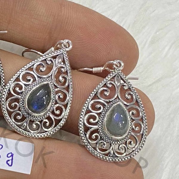 925 Sterling Silver Fine Hoop Earrings With Gemstone Accessories Fine Jewellery