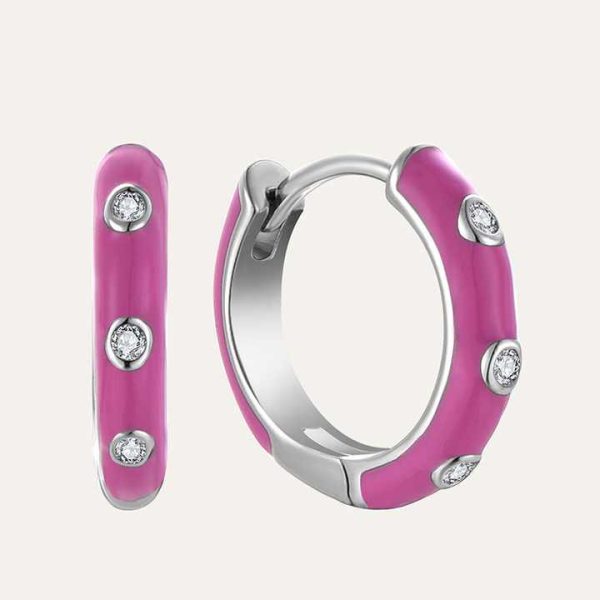925 Silver Needle Zircon Heart Hoop Earrings for Women Girls Elegant Fashion Wedding Party Punk Jewelry