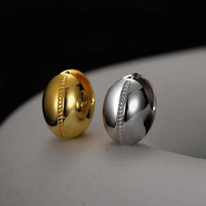 2024 New Europe and America Fine Silver Earrings Jewelry for Women 925 Sterling Silver Heavy Smooth Spherical Hoop Earring Women