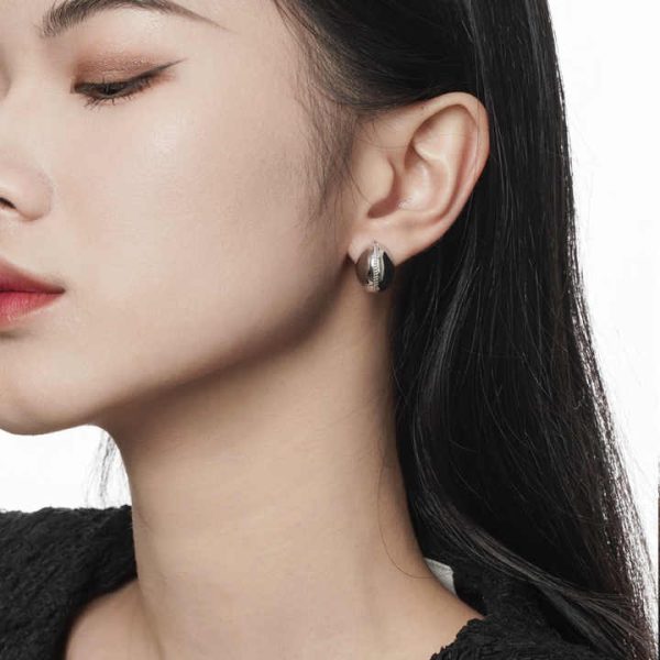 2024 New Europe and America Fine Silver Earrings Jewelry for Women 925 Sterling Silver Heavy Smooth Spherical Hoop Earring Women