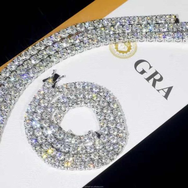 Wholesale 925 Silver VVS Moissanite Diamond Chain Hip Hop Jewelry 4mm 5mm Lced Out Clustered Bracelet 3mm Tennis Necklace Chain