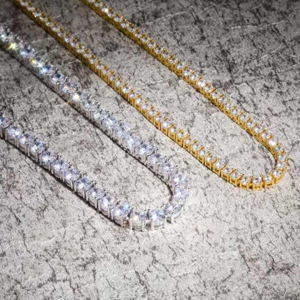 Wholesale 925 Silver VVS Moissanite Diamond Chain Hip Hop Jewelry 4mm 5mm Lced Out Clustered Bracelet 3mm Tennis Necklace Chain