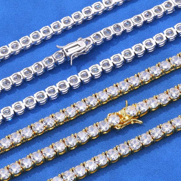 Wholesale 925 Silver VVS Moissanite Diamond Chain Hip Hop Jewelry 4mm 5mm Lced Out Clustered Bracelet 3mm Tennis Necklace Chain