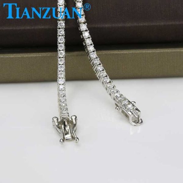 925 Sterling Silver Hip Hop Iced Out 2mm White Round Brillant Moissanite Tennis Chain Bracelet Synthetic Diamond Jewelry
