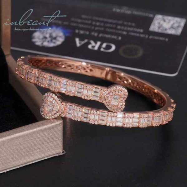 New Arrival Silver 925 Original Total 10 Ct Brilliant Round Emerald Cut Diamond Test Past D Color Moissanite Bangle for Wedding