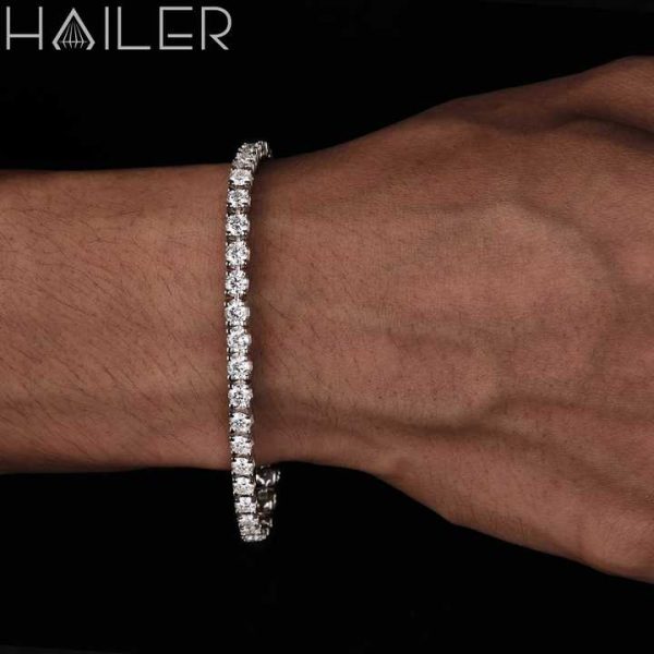 Women Jewelry 4Mm Moissanite Tennis Chain 925 Silver Bracelet for Men Fine Bracelets