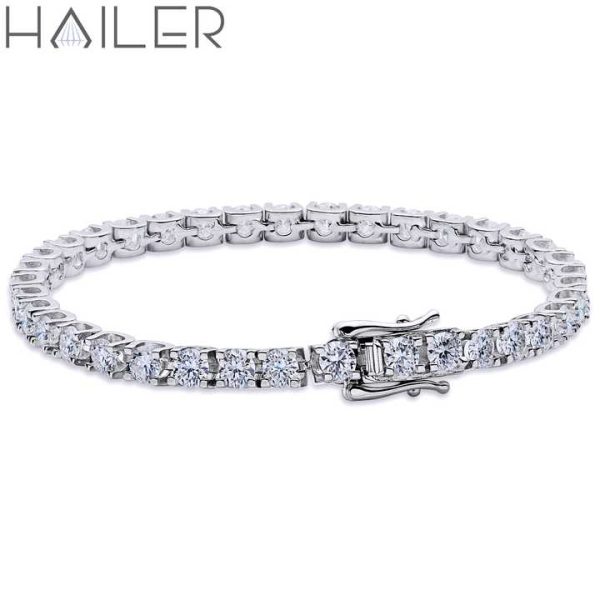 Women Jewelry 4Mm Moissanite Tennis Chain 925 Silver Bracelet for Men Fine Bracelets