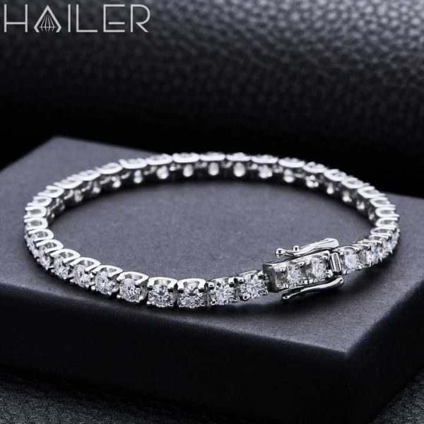 Women Jewelry 4Mm Moissanite Tennis Chain 925 Silver Bracelet for Men Fine Bracelets