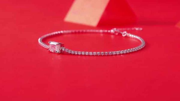925 Sterling Silver Tennis Bracelet with 1CT VVS D Moissanite, Adjustable Women's Jewelry for Wedding and Anniversary