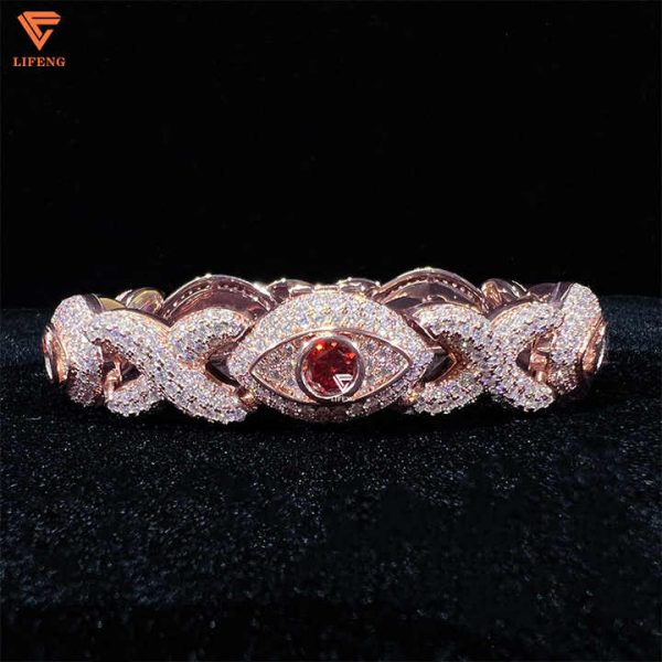 Hip Hop Men Jewelry Diamond Iced Out Infinity Bracelets 13mm Colored Moissanite Cuban Link Bracelet Cat Eye Bracelet