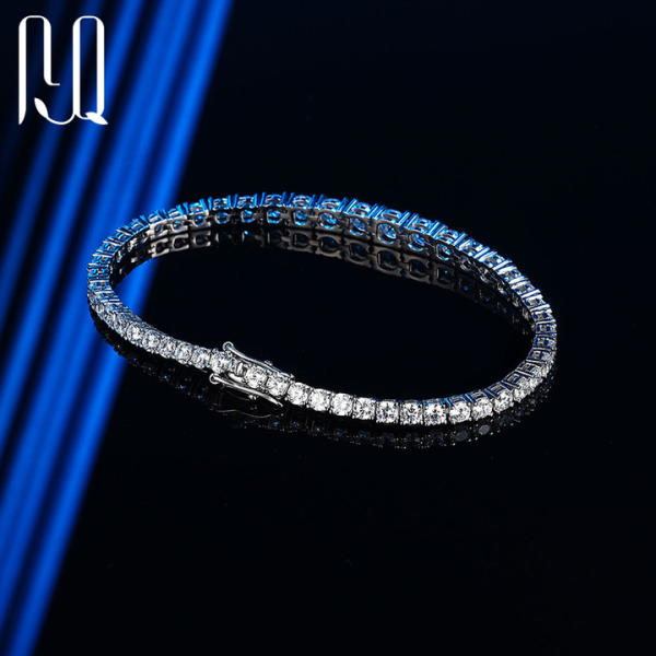 Wholesale 925 Sterling Silver Tennis Chain Jewelry VVS Moissanite Bracelet for Women 3mm to 5mm
