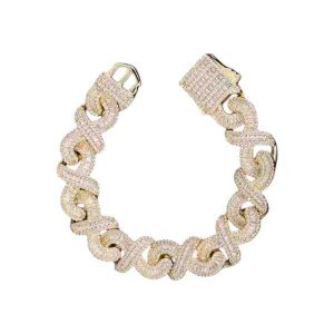 New Arrival Hip Hop Cuban Chain 925 Silver Baguette VVS Moissanite Cuban Bracelet Iced Out Infinity Cuban Link Chain