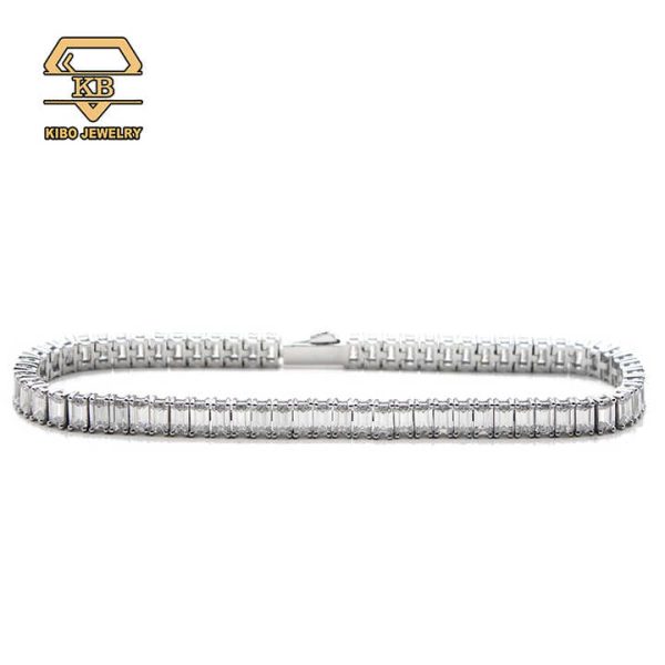 Tennis Necklace Iced Out 925 Silver D Color VVS Diamonds Men Tennis Chain Baguette Emarld Cut Moissanite Bracelet
