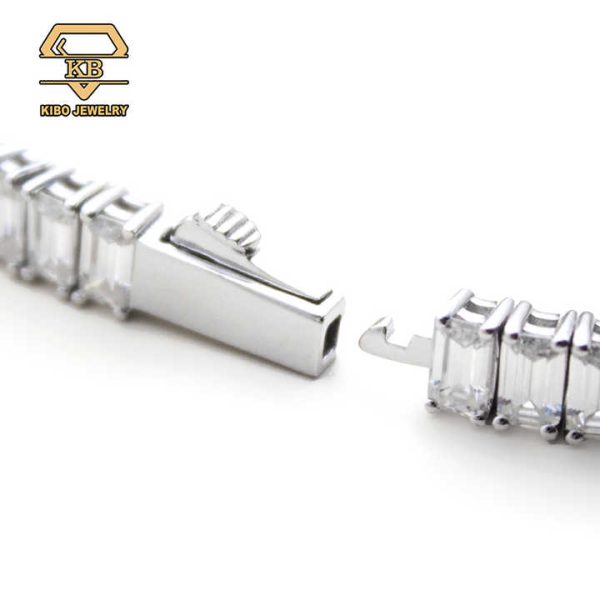 Tennis Necklace Iced Out 925 Silver D Color VVS Diamonds Men Tennis Chain Baguette Emarld Cut Moissanite Bracelet