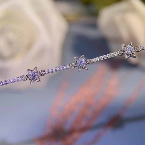 925 Sterling Silver Moissanite Tennis Bracelet - Adjustable Wedding Charm Bracelet for Women and Girls, Perfect for Engagement Gifts