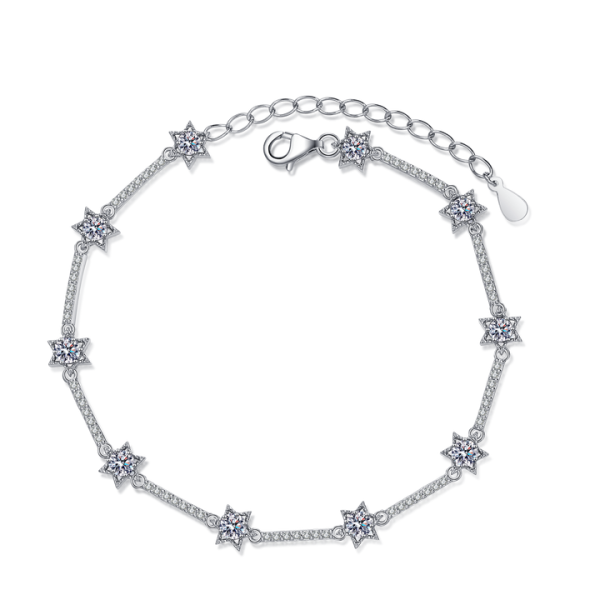 Fine Moissanite Diamond Tennis Bracelet 925 Sterling Silver Wedding Charm Bracelet Adjustable Women Jewelry Girls Chain Gifts
