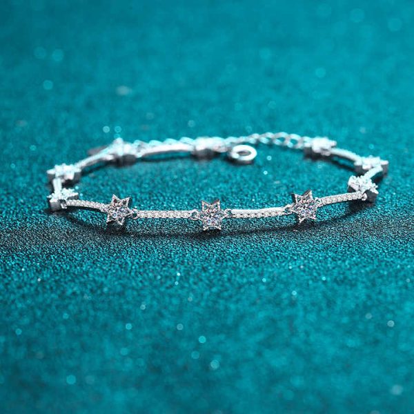 Fine Moissanite Diamond Tennis Bracelet 925 Sterling Silver Wedding Charm Bracelet Adjustable Women Jewelry Girls Chain Gifts