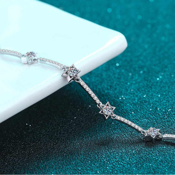 Fine Moissanite Diamond Tennis Bracelet 925 Sterling Silver Wedding Charm Bracelet Adjustable Women Jewelry Girls Chain Gifts