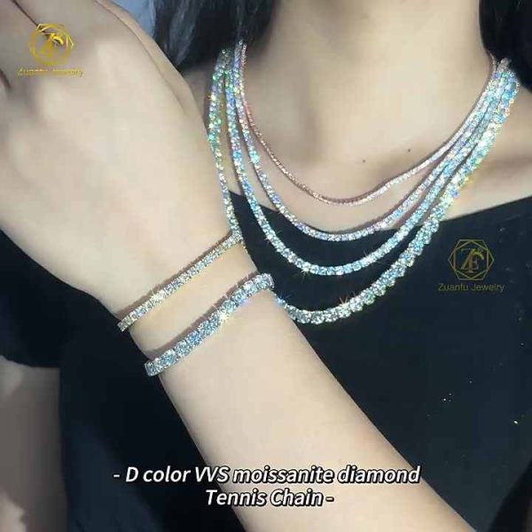 Lab Grown Diamond Tennis Bracelet 925 Sterling Silver 10K 14K Gold Unisex Iced Out Chain Jewelry for Women Men