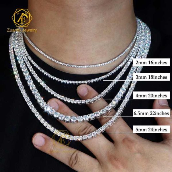 Custom GRA Jewelry 10K 14K 925 Sterling Silver VVStennis Iced Out Mossanite Necklace Bracelet Chain for Women Men