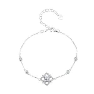 925 Sterling Silver Bracelet Moissanite Jewelry Fashion Flower Chain Bracelets for Women