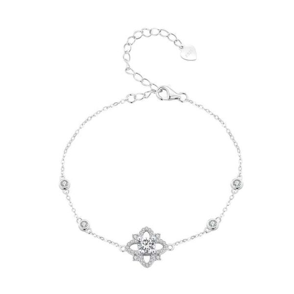 925 Sterling Silver Bracelet Moissanite Jewelry Fashion Flower Chain Bracelets for Women