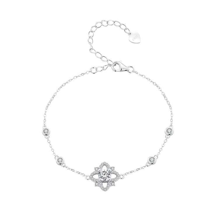 925 Sterling Silver Bracelet Moissanite Jewelry Fashion Flower Chain Bracelets for Women
