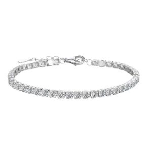 Women's 925 Sterling Silver Moissanite Diamond Tennis Charm Bracelet Trendy Hip-Hop Style Jewelry