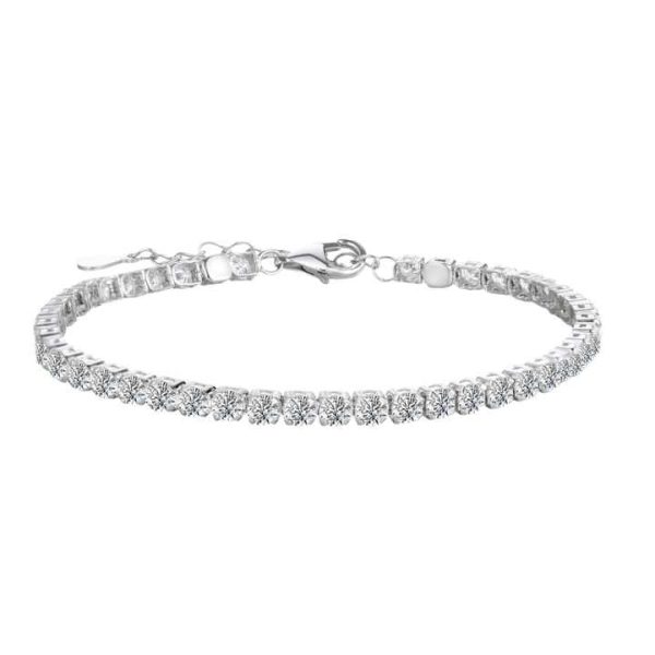 Women's S925 Sterling Silver Single-Row Moissanite Diamond Tennis Bracelet Cross-Border Hip-Hop Trend Inspired Bangles