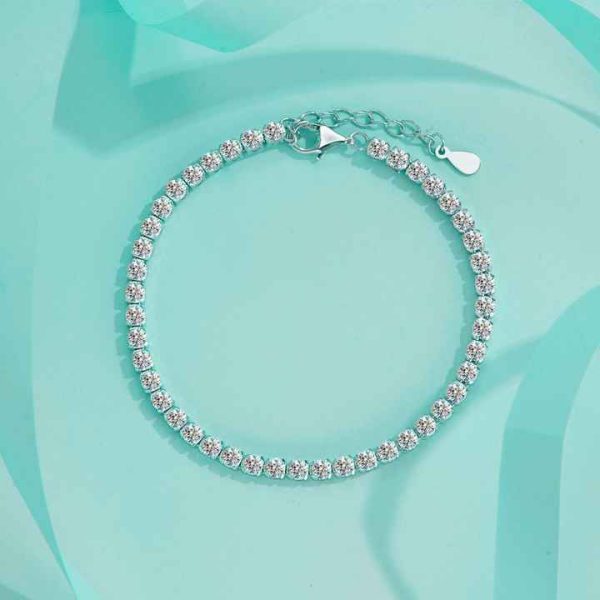 Women's S925 Sterling Silver Single-Row Moissanite Diamond Tennis Bracelet Cross-Border Hip-Hop Trend Inspired Bangles