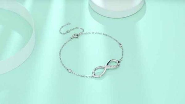 Vintage Moissanite Infinity Bracelet 925 Sterling Silver Unisex Jewelry for Women & Men