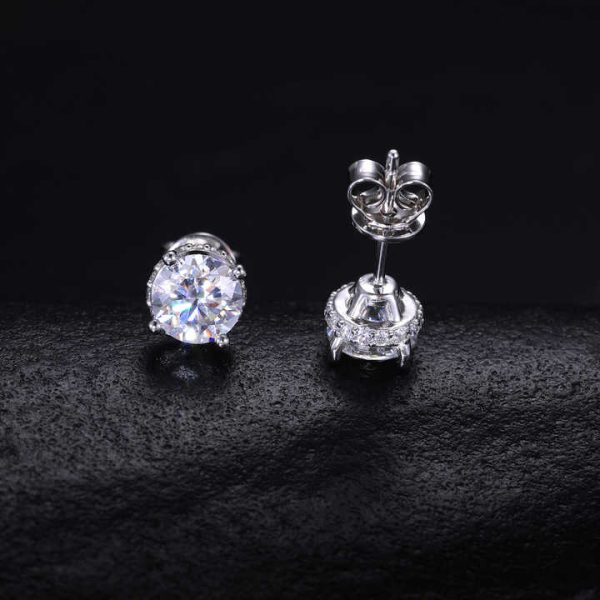 Ready to Ship Round Brilliant Cut Diamond Stud Earrings Simple Style 925 Sterling Silver VVS Moissanite Earrings Jewelry Unisex