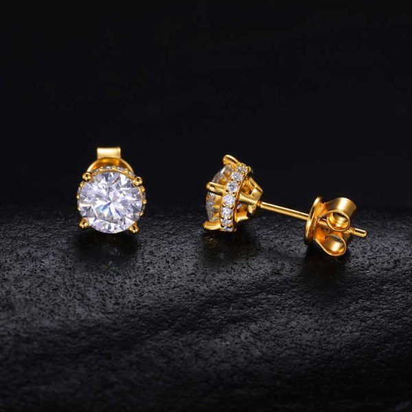 Ready to Ship Round Brilliant Cut Diamond Stud Earrings Simple Style 925 Sterling Silver VVS Moissanite Earrings Jewelry Unisex