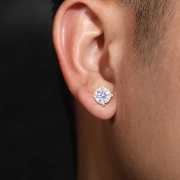 Ready to Ship Round Brilliant Cut Diamond Stud Earrings Simple Style 925 Sterling Silver VVS Moissanite Earrings Jewelry Unisex